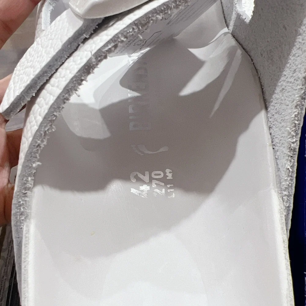 Birkenstock Arizona Exquisite- White Leather- Mens Sandals Slide EU 42 US 9- 9.5 - Picture 12 of 12